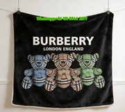 Burberry Check Teddy Bear Flannel Sofa Throw Blanket for Wall Decor B049